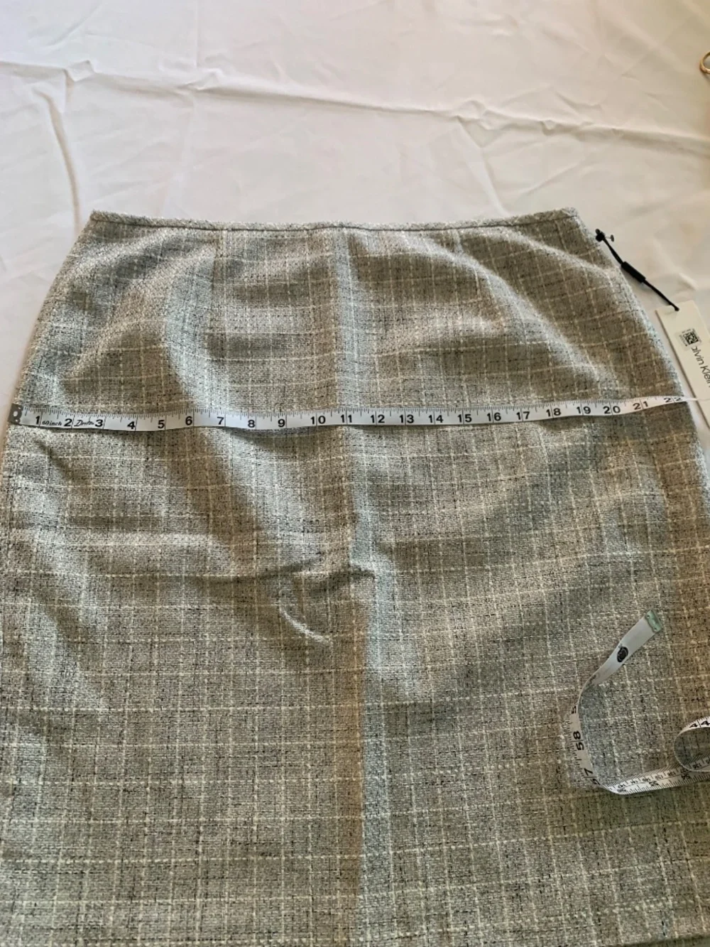 NWT Calvin Klein Grey Silver Bouclé Tweed Pencil Skirt 16 Office